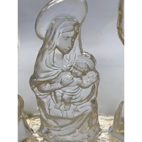 Mother Mary Baby Jesus Clear Glass Art Statue, 6 inches tall - Picture 3 of 8